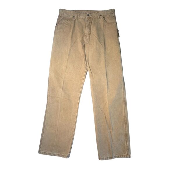 Dickies Relaxed Fit Sanded Duck Carpenter Pants Men's 34x32 DU336 Brown Cotton - Picture 11 of 12